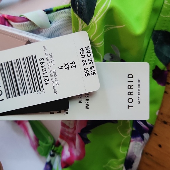 TORRID Neon Green, Floral Bikini Set, Size 4 - Picture 11 of 16